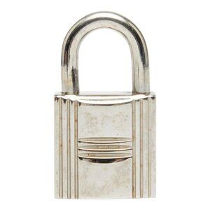 Hermes Cadenas Padlock Key Set Silver Metal